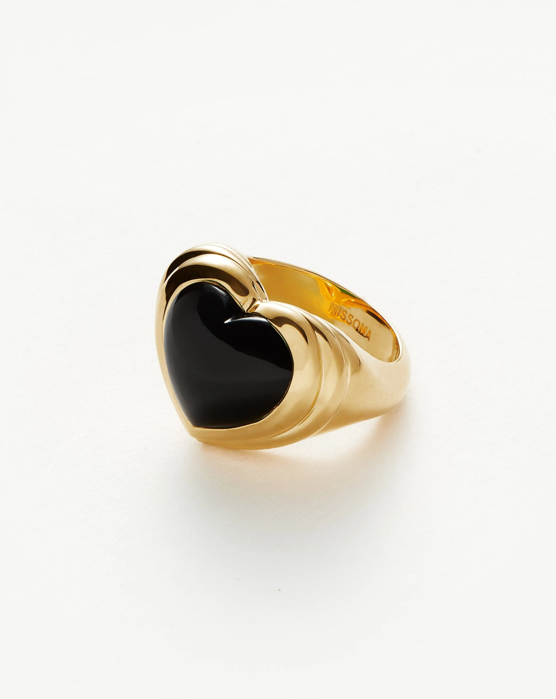 Jelly Heart Gemstone Ring | 18ct Gold Plated/Black Onyx