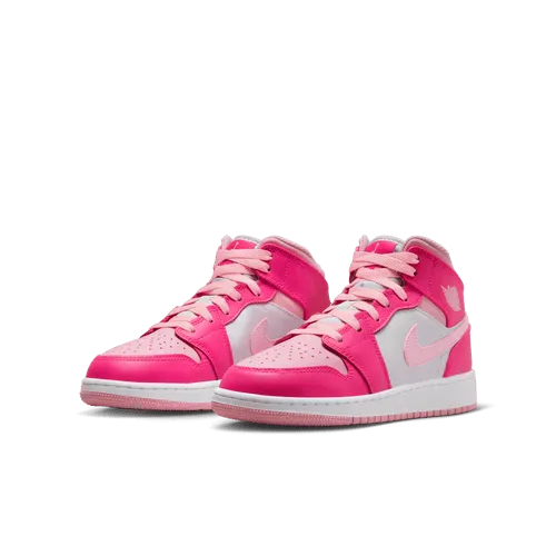 Jordan 1 Mid Women/Youth (Pink/White)