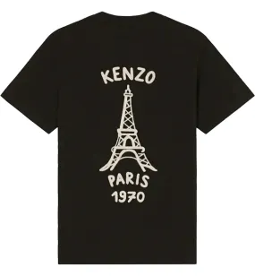 Kenzo Paris Eiffel Souvenir Embroidered T-Shirt Black