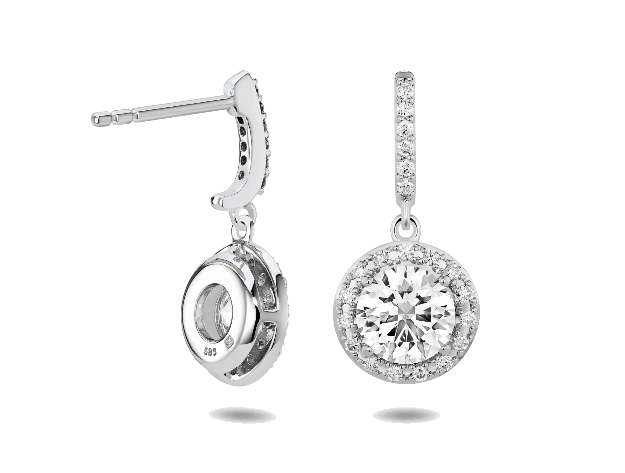 Lab-Grown Diamond 2ct. tw. Halo Drop Earrings | White