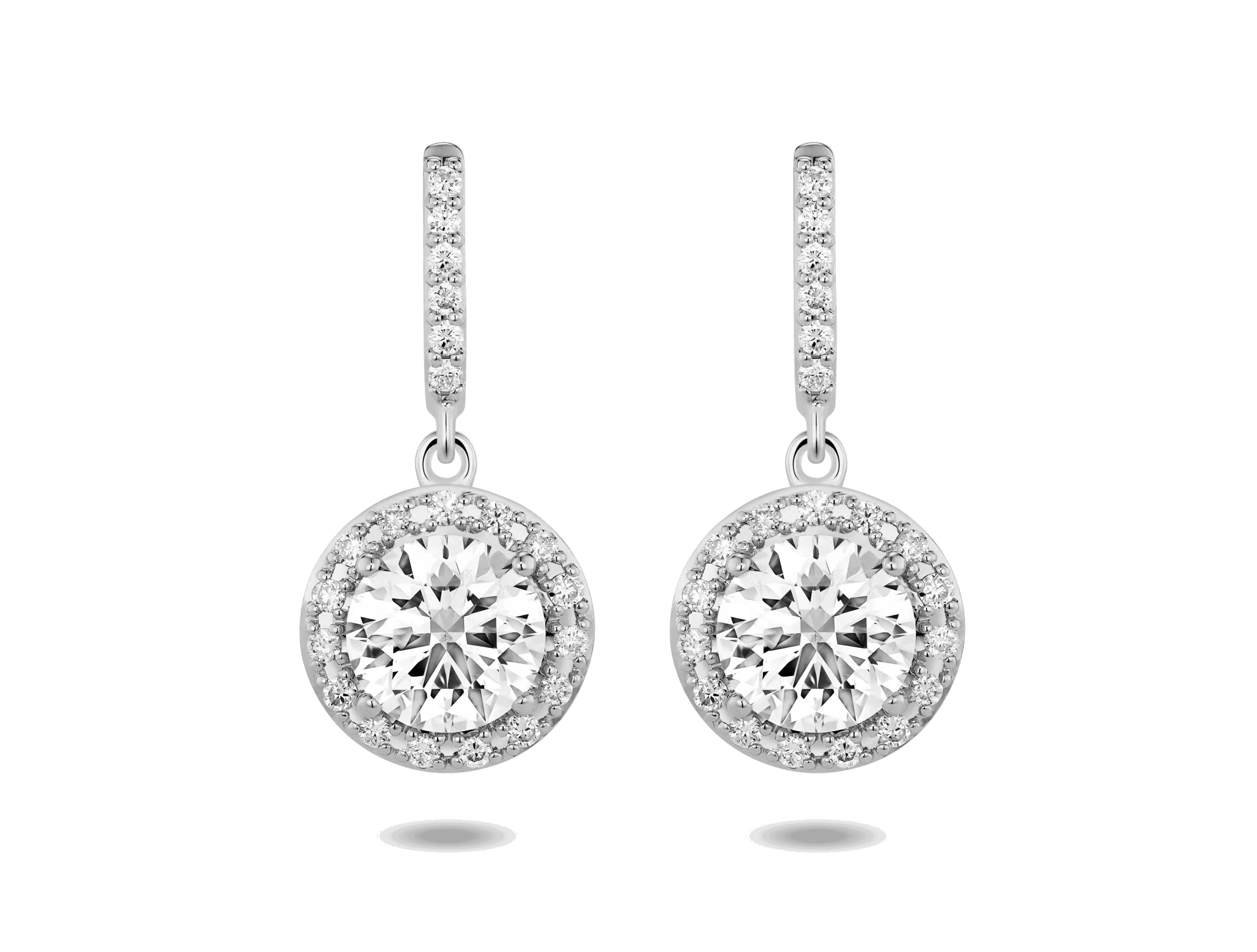 Lab-Grown Diamond 2ct. tw. Halo Drop Earrings | White