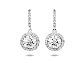 Lab-Grown Diamond 2ct. tw. Halo Drop Earrings | White