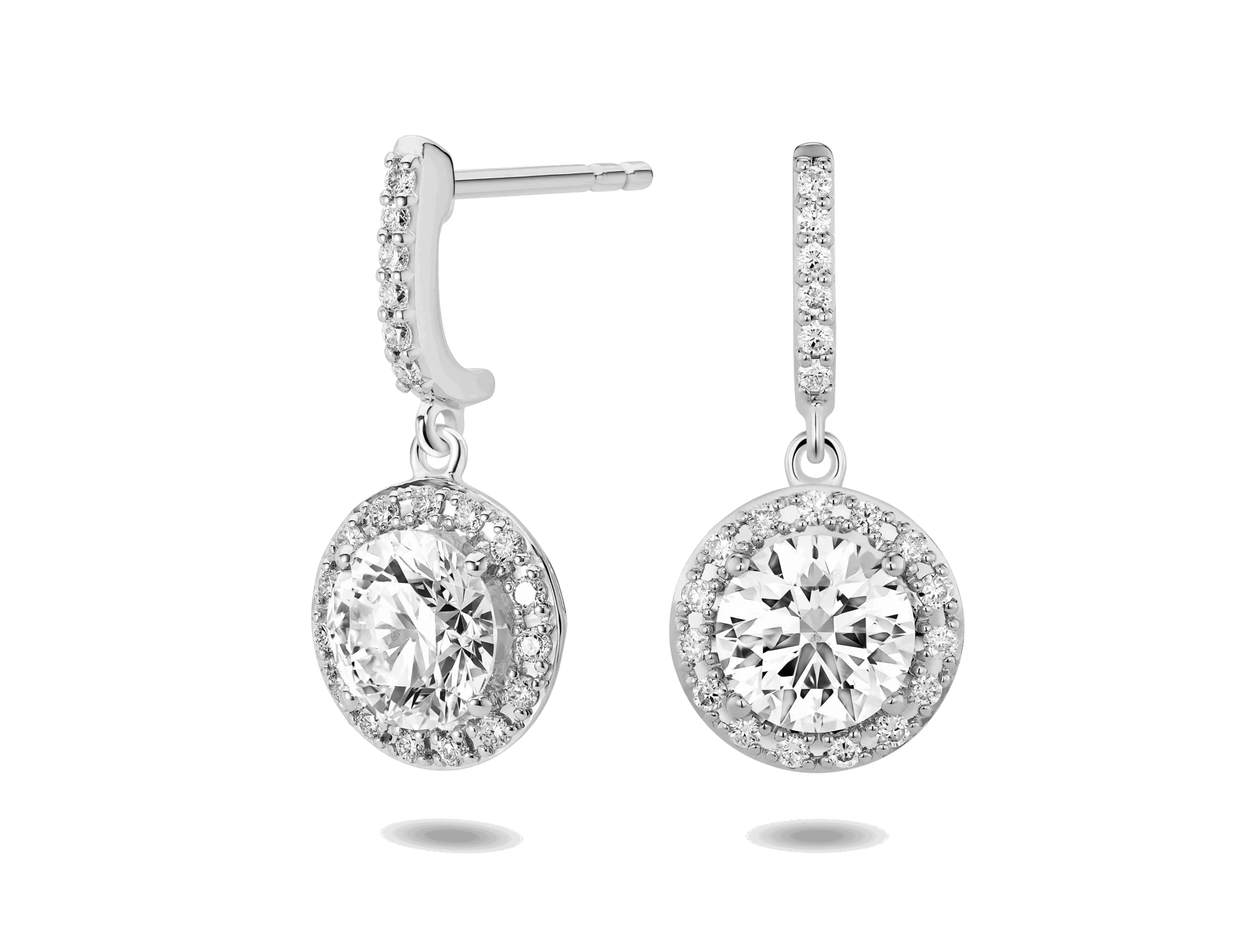 Lab-Grown Diamond 2ct. tw. Halo Drop Earrings | White