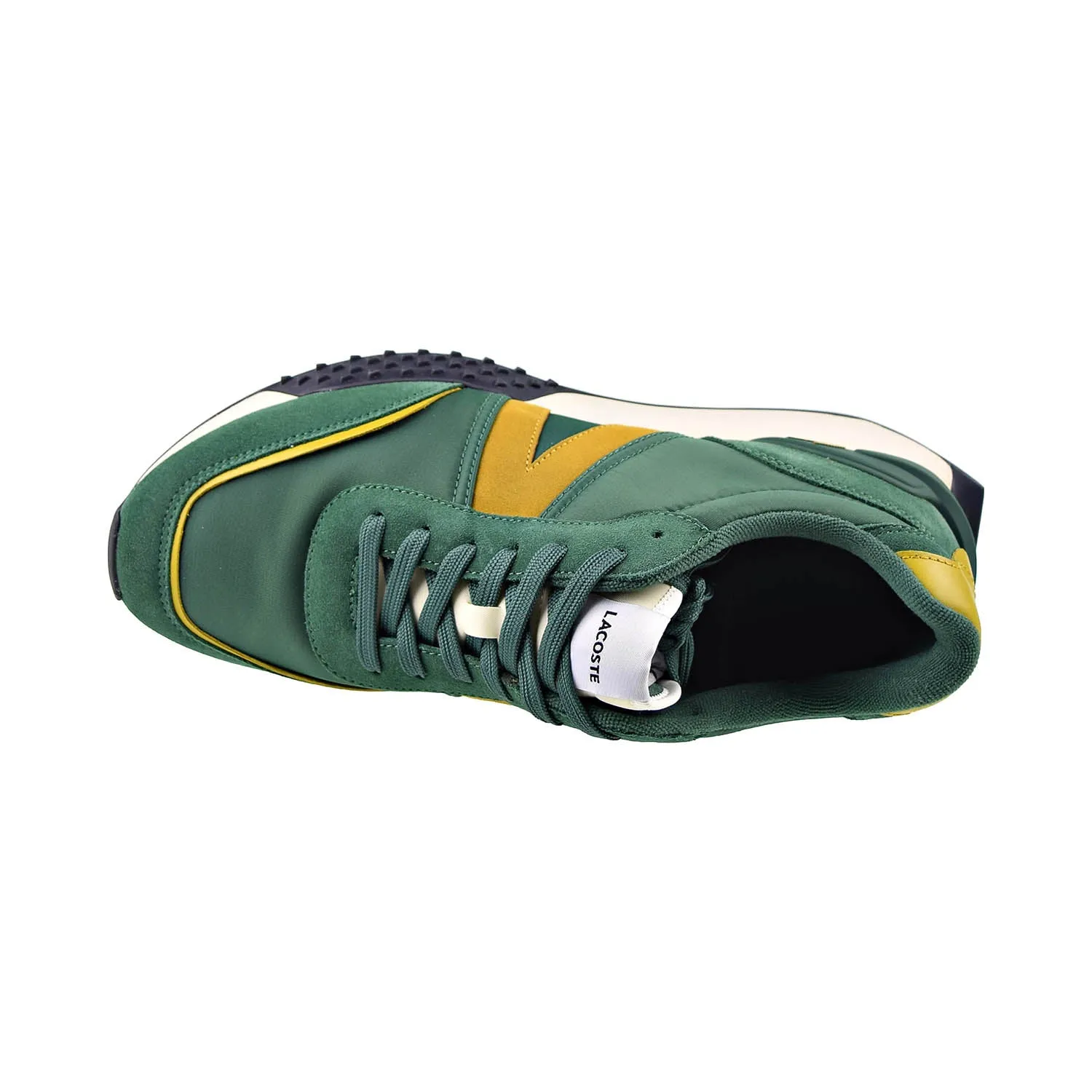 Lacoste L-Spin Deluxe Men's Textile Accent Trainers Shoes Green-Yellow