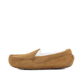 Ladies Evelyn Grey Tan Sheepskin Moccasin