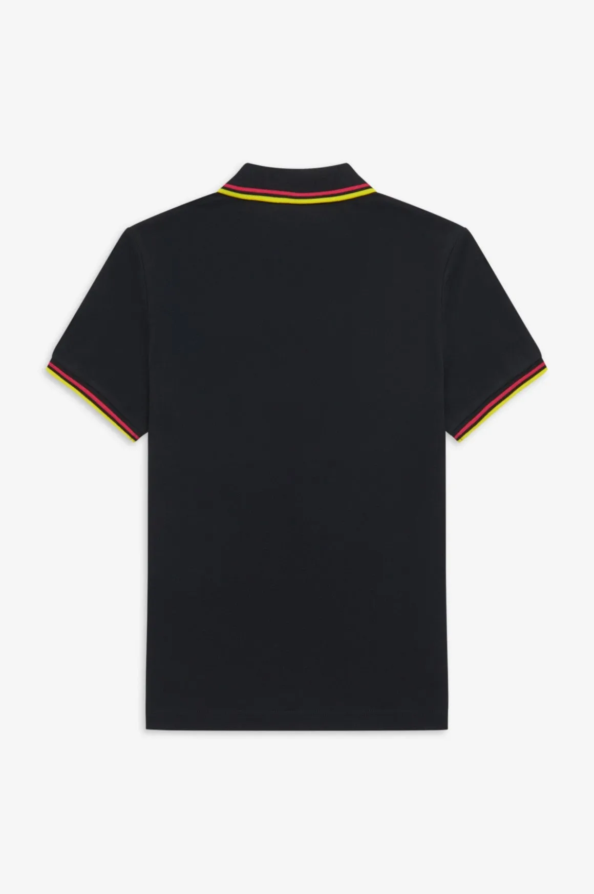 LADIES TWIN TIPPED FRED PERRY SHIRT (BLACK/LOVE POTION/GOLDEN KIWI)