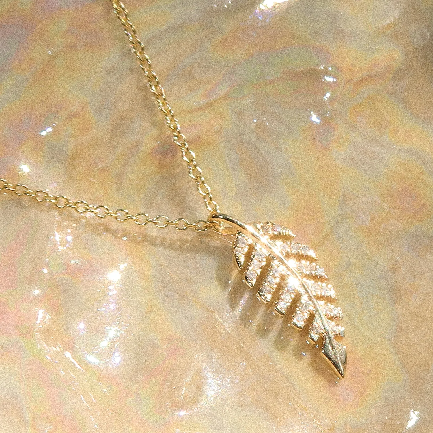 Leaf Necklace | Solid 14k Gold & Diamond