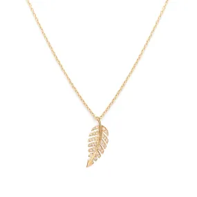 Leaf Necklace | Solid 14k Gold & Diamond