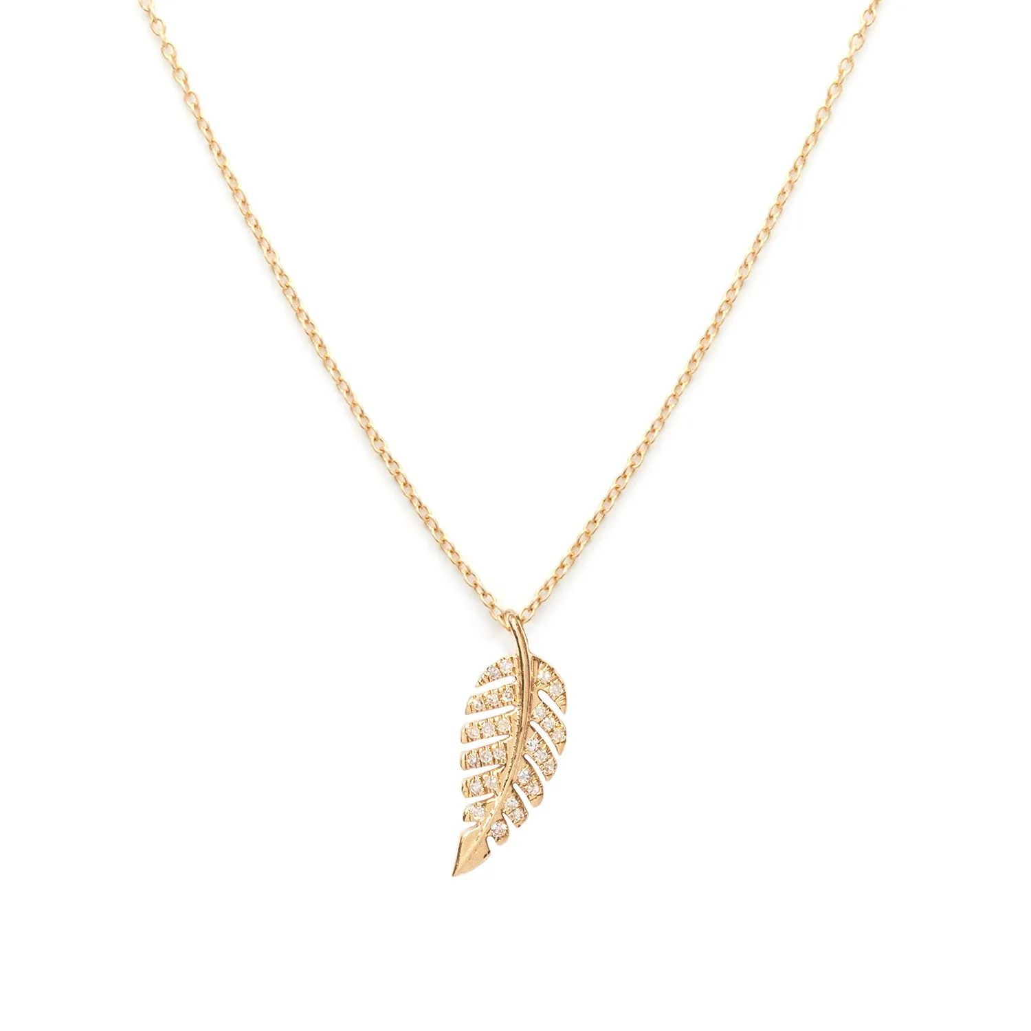 Leaf Necklace | Solid 14k Gold & Diamond