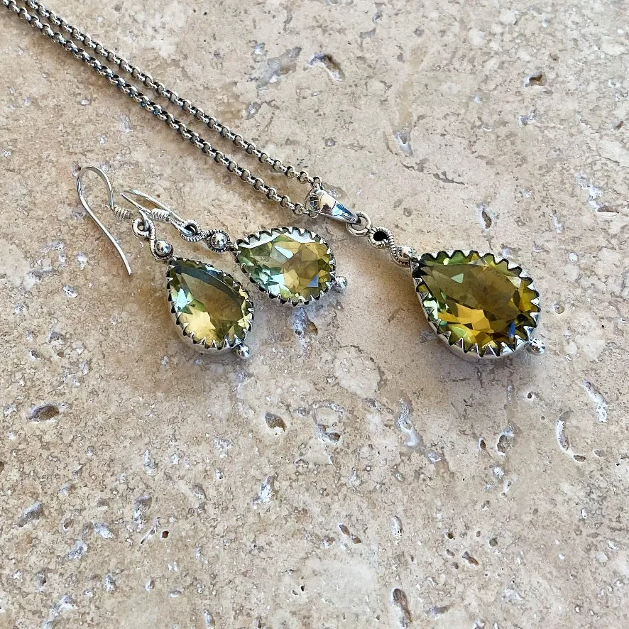 Lemon Quartz Teardrop Earrings - Rana