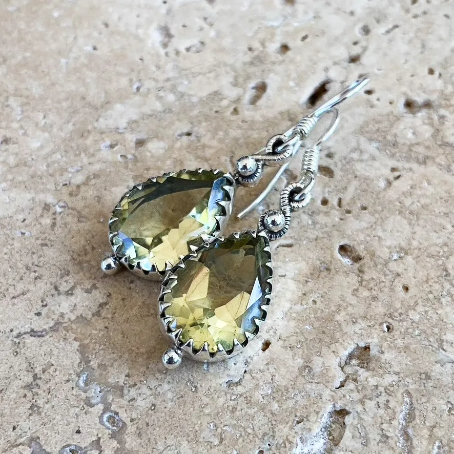 Lemon Quartz Teardrop Earrings - Rana