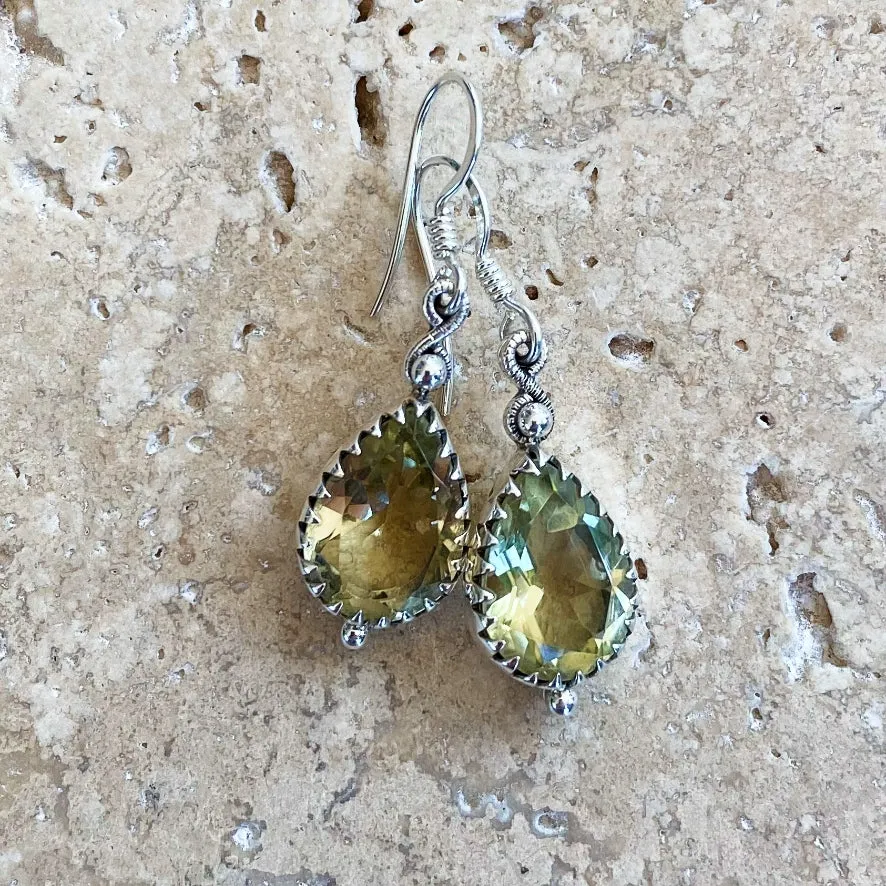 Lemon Quartz Teardrop Earrings - Rana