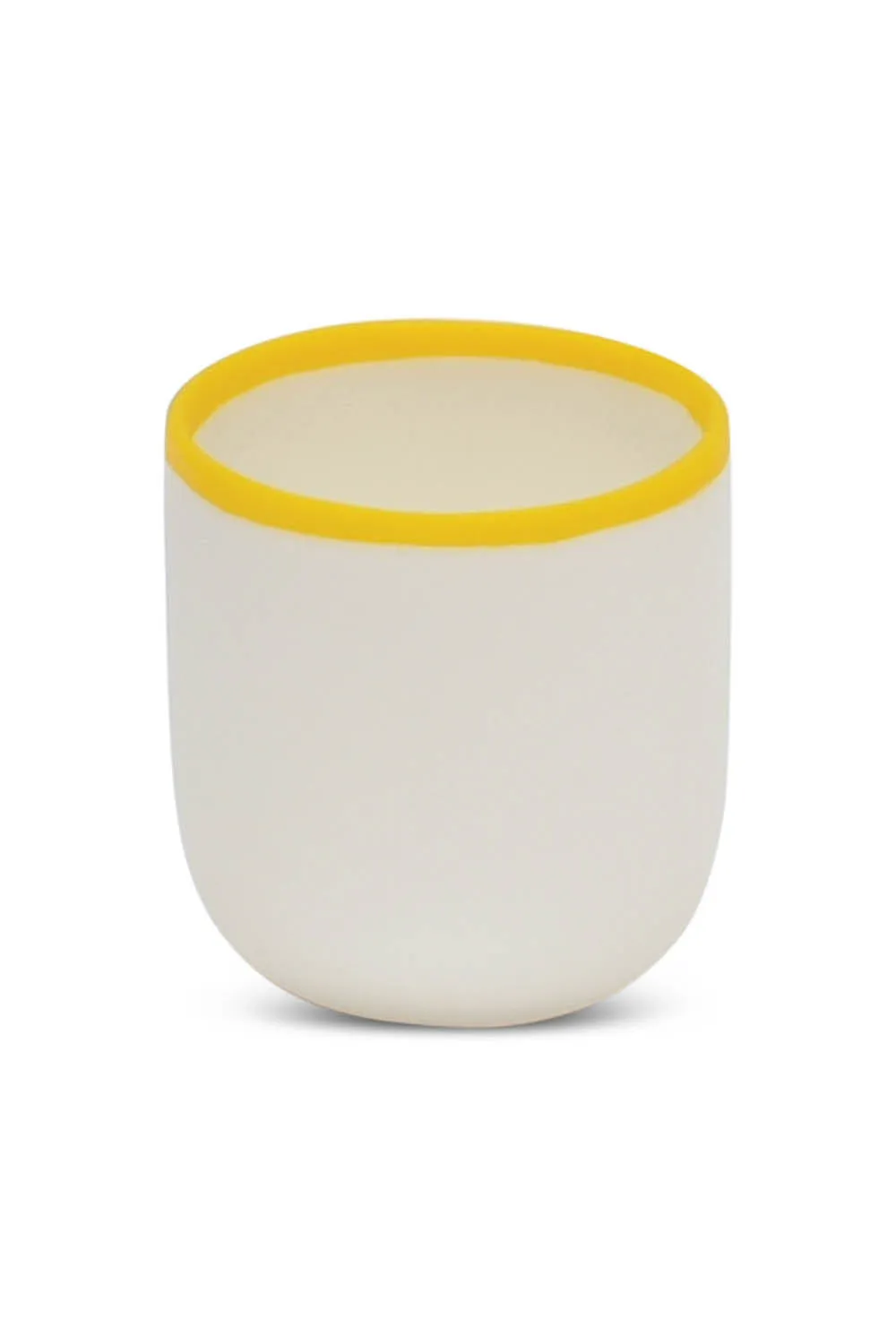 LIGNE Short Cup in White With Sunshine Yellow Rim