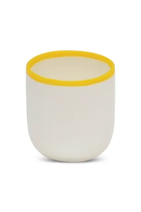 LIGNE Short Cup in White With Sunshine Yellow Rim