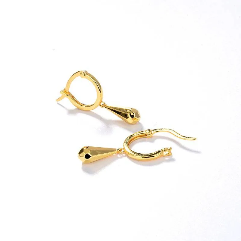 MIA Briolette Drop Huggie Hoop Earrings Gold Vermeil