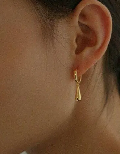 MIA Briolette Drop Huggie Hoop Earrings Gold Vermeil