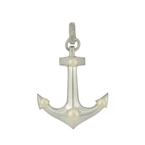 MIKIMOTO Estate Silver & Cultured Pearl Anchor Pendant