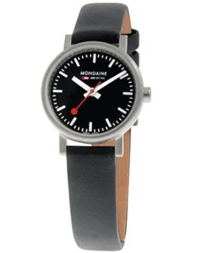 Mondaine EVO Ladies - Black Dial and Strap - Brushed 26mm Case