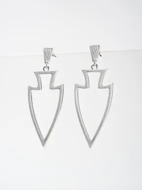 Morgan Boho Brushed Metal Open Arrowhead Drop Earrings