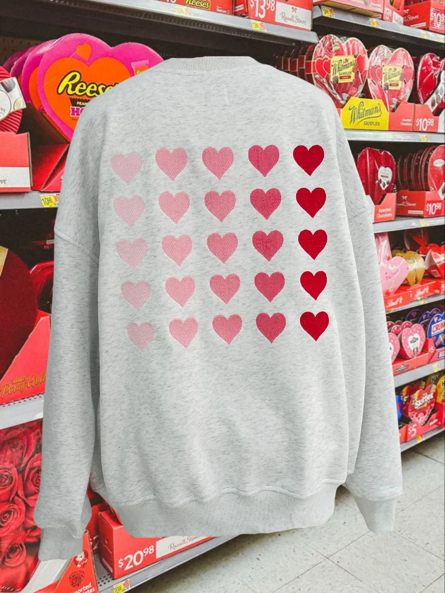 Ombre Hearts Embroider Sweatshirt