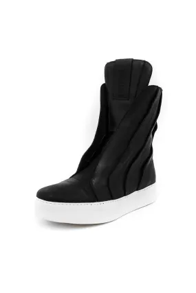 Panelled High-Top Leather Sneakers