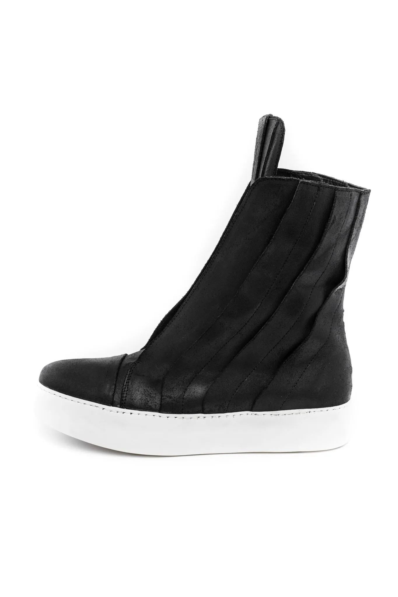 Panelled High-Top Leather Sneakers