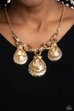 Paparazzi Built Beacon Gold Necklace & Earring Set