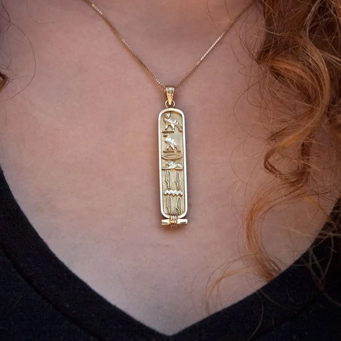 Personalized 14k Gold Solid Cartouche Pendant