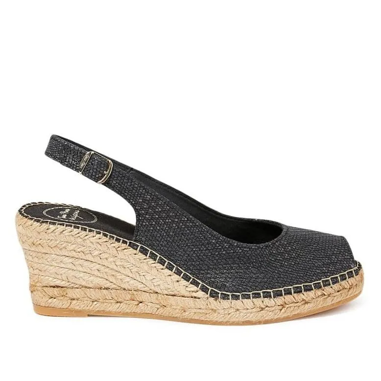 Plain Leather Wedge Espadrille for Women - Creta-AL