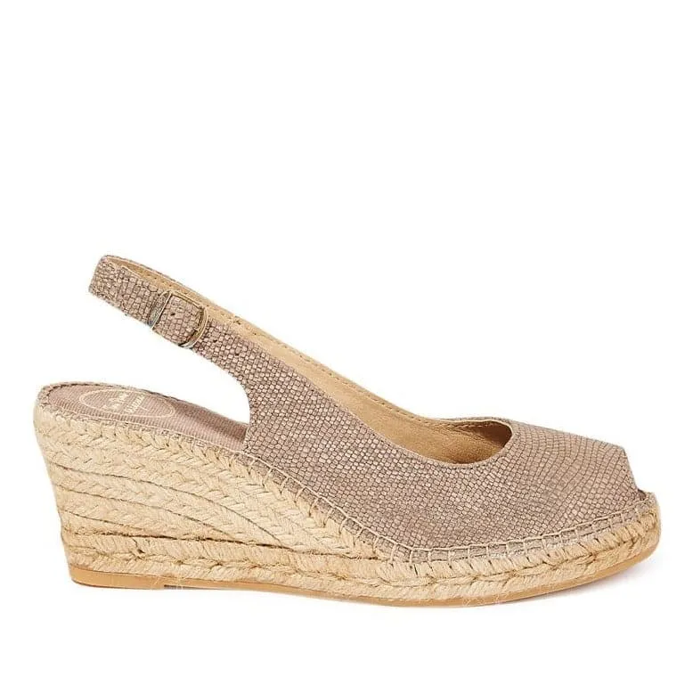 Plain Leather Wedge Espadrille for Women - Creta-AL