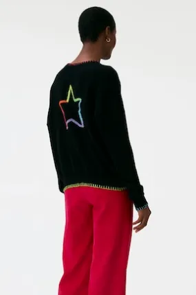 Rainbow Star stitch embroidered cashmere sweater