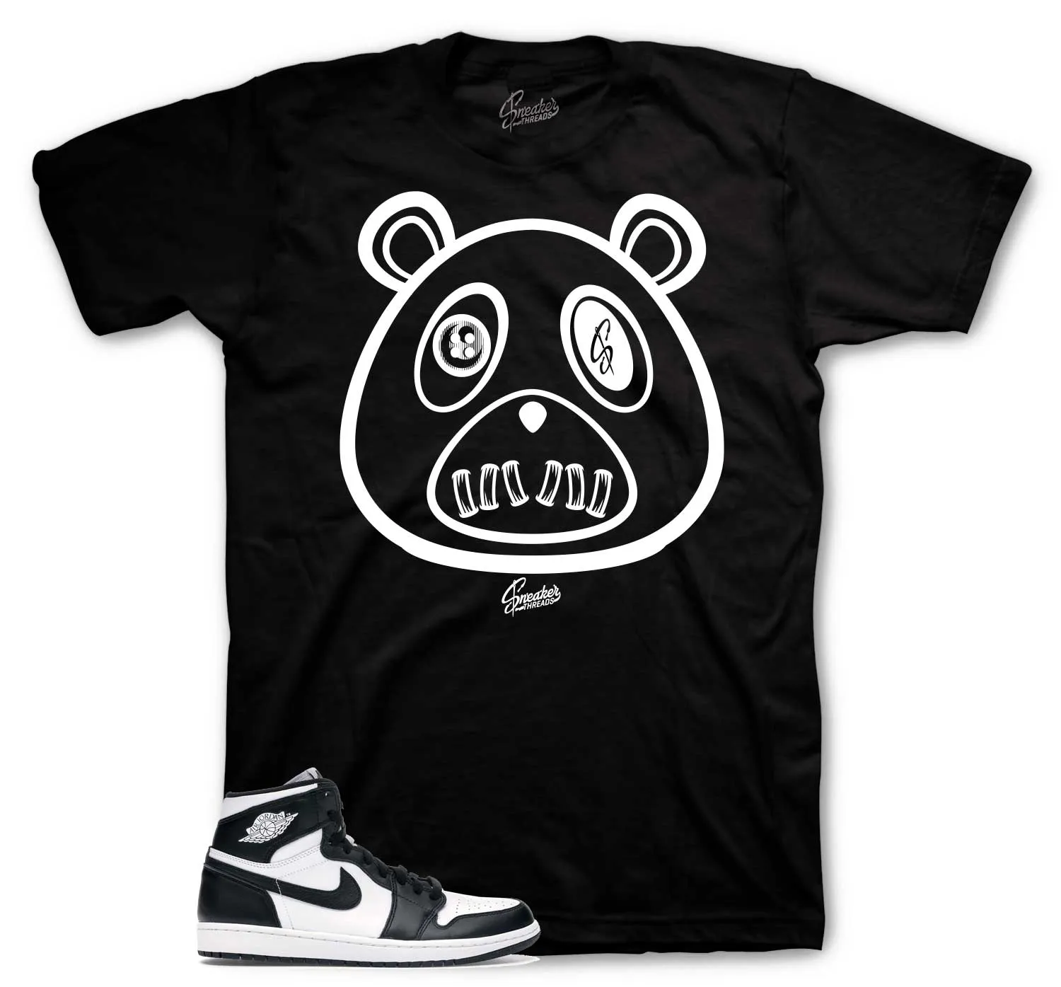 Retro 1 Black And White Shirt - ST Bear - Black