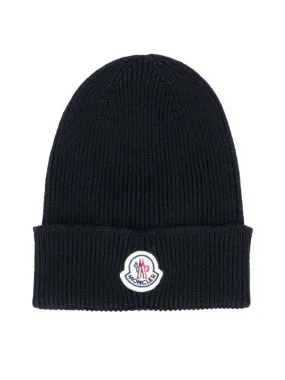 ribbed knit logo patch hat