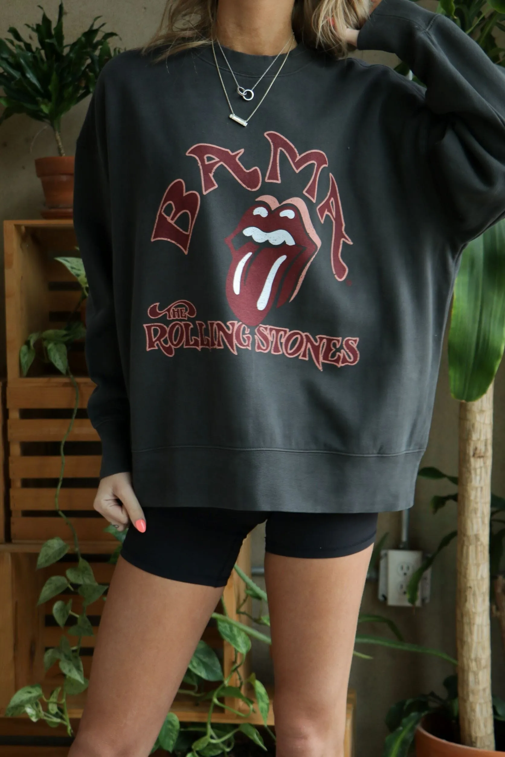 Rolling Stones Bama Psych Smoke Oversized Crew Sweatshirt