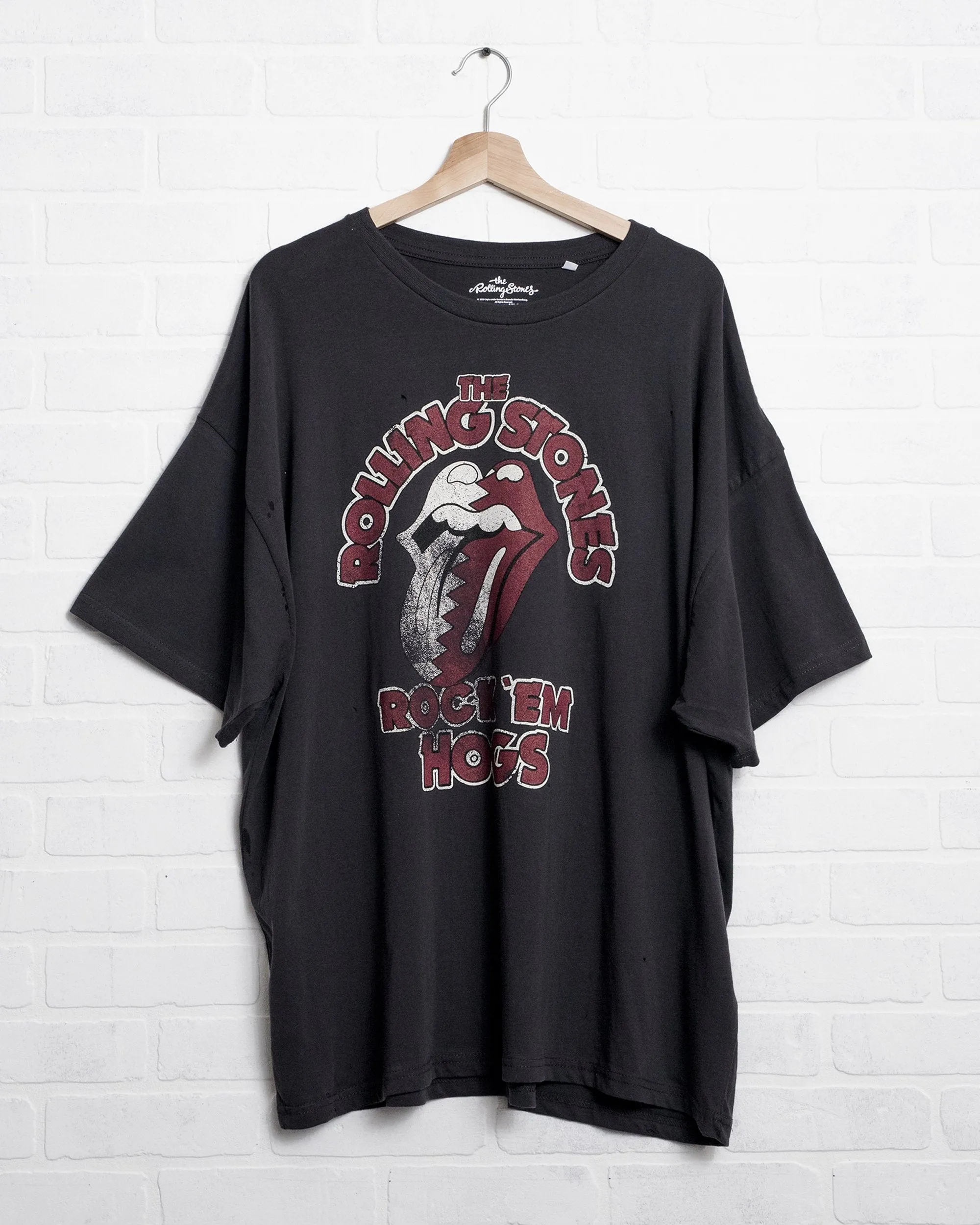 Rolling Stones Rock Em Hogs Off Black Oversized Tee