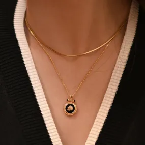 Rose Black Agate Necklace Gold Vermeil