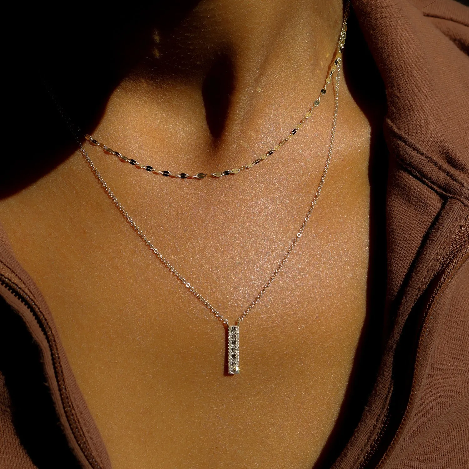 Shimmer Necklace | Solid 14k White Gold