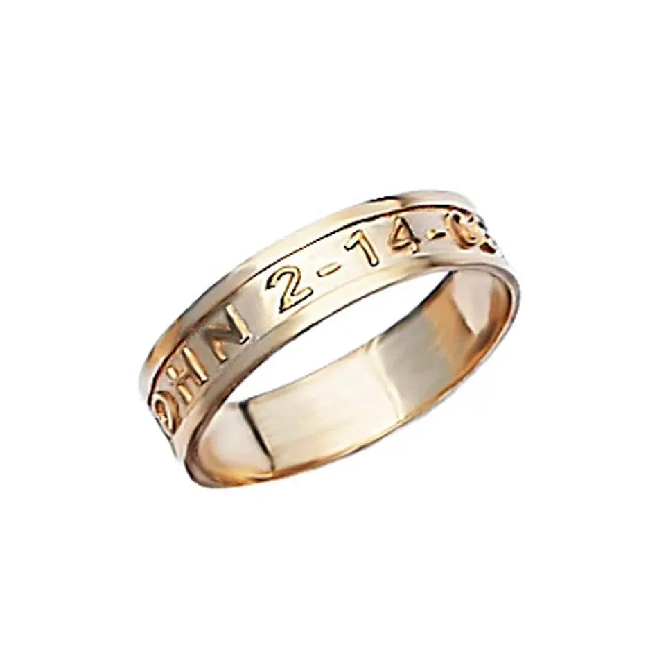 Small Name and Date Band Ring