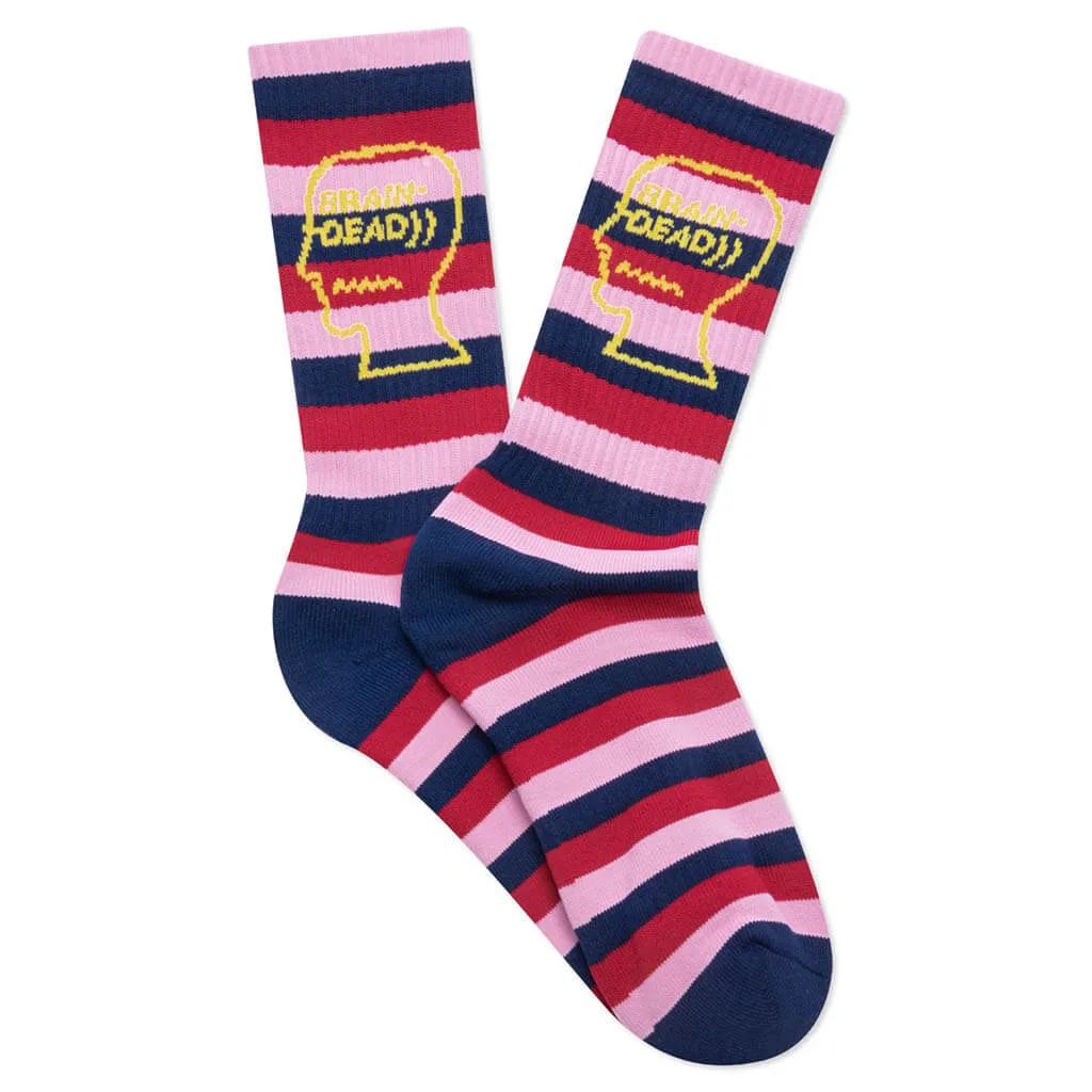 Striped Logo Head Sock - Navy