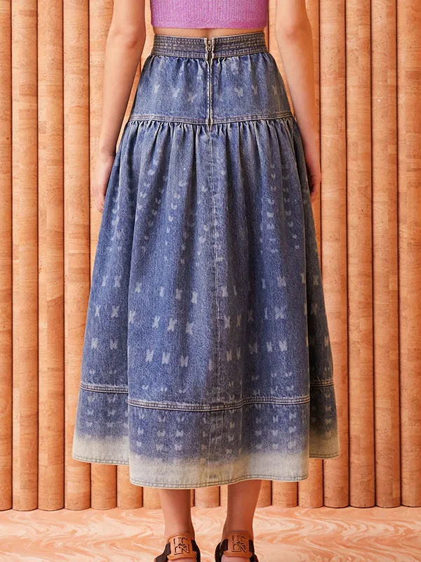 The Astrid Skirt in Etched Arashi Wash