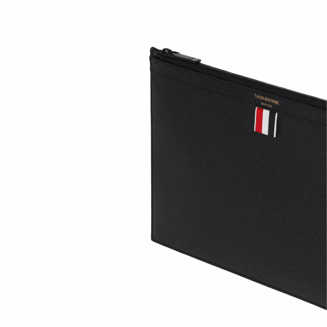 Thom Browne Pebble Grain Leather 4-Bar Brass Label Small Document Holder