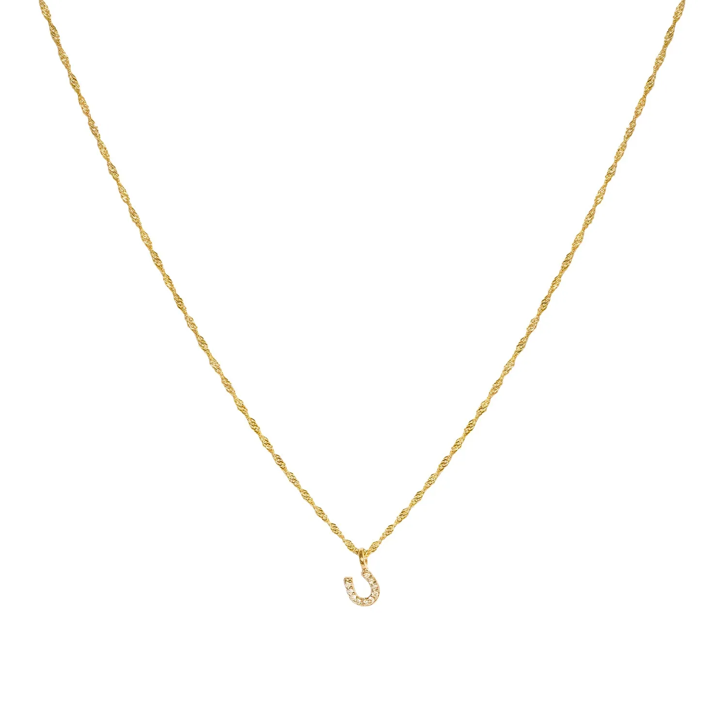 Tiny Horseshoe Necklace | 9k Gold & Diamond