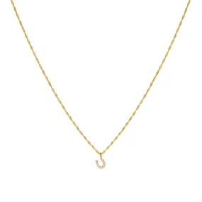 Tiny Horseshoe Necklace | 9k Gold & Diamond