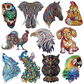 Unique Cock Wooden Animals Puzzle For Adults Kids Puzzles Toys DIY Educational Games Christmas Gifts With Original Box Collect