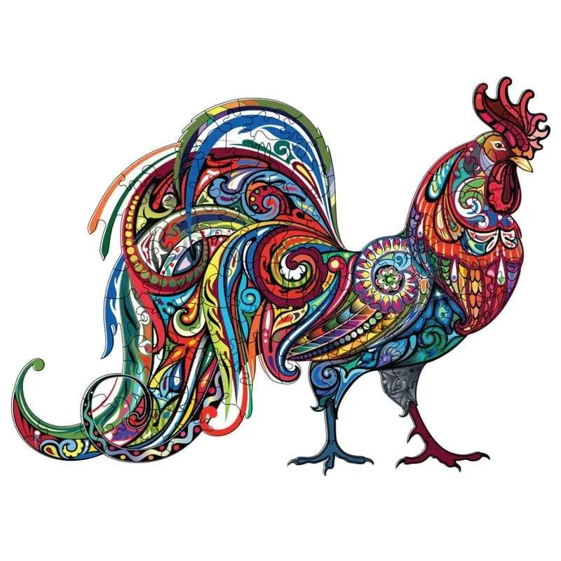 Unique Cock Wooden Animals Puzzle For Adults Kids Puzzles Toys DIY Educational Games Christmas Gifts With Original Box Collect