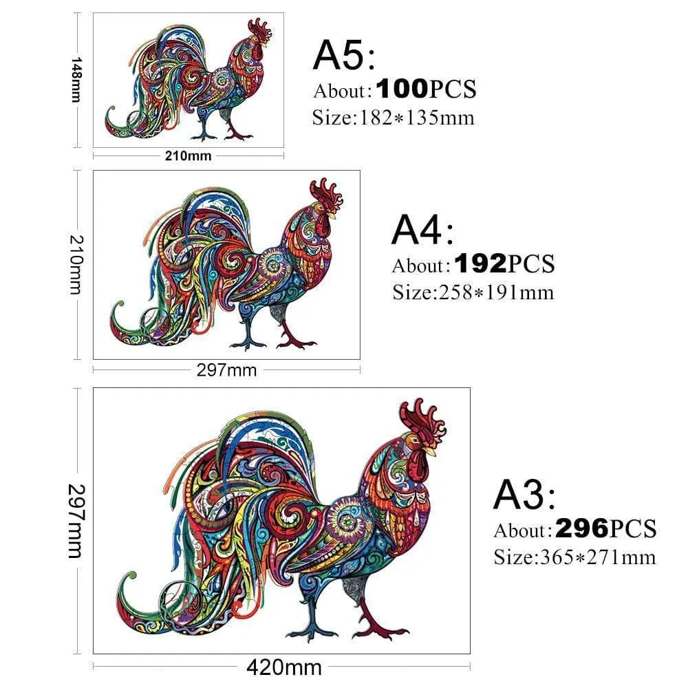 Unique Cock Wooden Animals Puzzle For Adults Kids Puzzles Toys DIY Educational Games Christmas Gifts With Original Box Collect