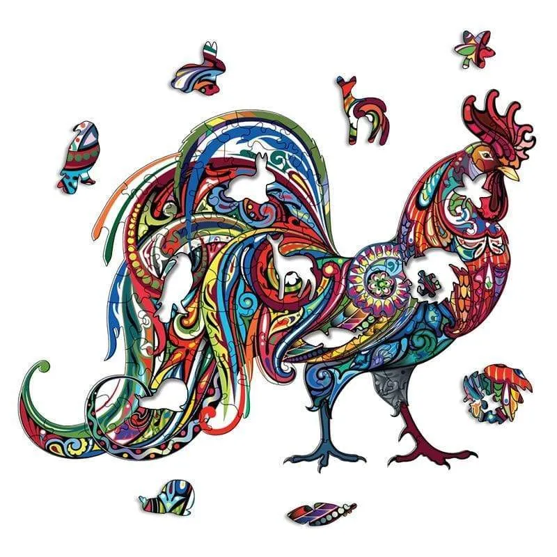 Unique Cock Wooden Animals Puzzle For Adults Kids Puzzles Toys DIY Educational Games Christmas Gifts With Original Box Collect