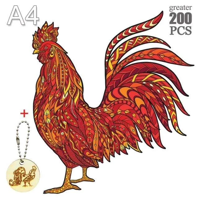 Unique Cock Wooden Animals Puzzle For Adults Kids Puzzles Toys DIY Educational Games Christmas Gifts With Original Box Collect