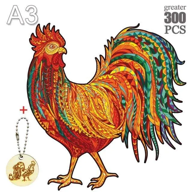 Unique Cock Wooden Animals Puzzle For Adults Kids Puzzles Toys DIY Educational Games Christmas Gifts With Original Box Collect