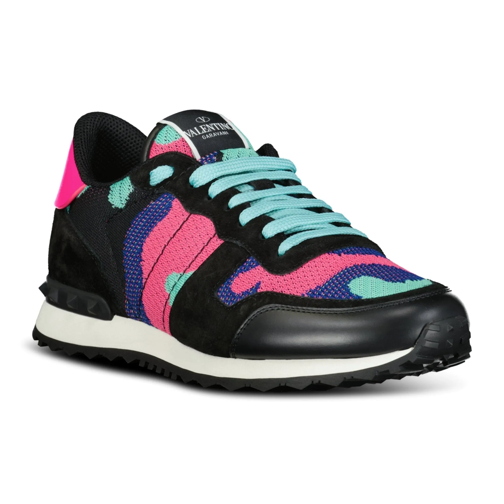 VALENTINO MESH ROCKRUNNER TRAINERS SKY BLUE & PINK